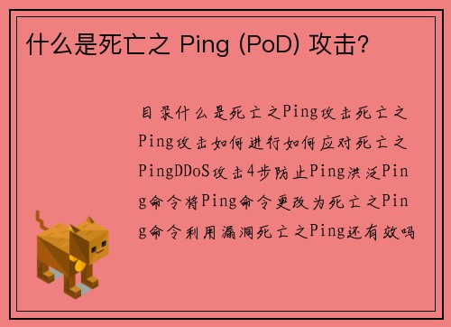 什么是死亡之 Ping (PoD) 攻击？